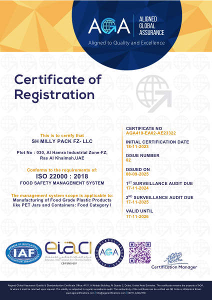 ISO 22000:2018 certificate preview